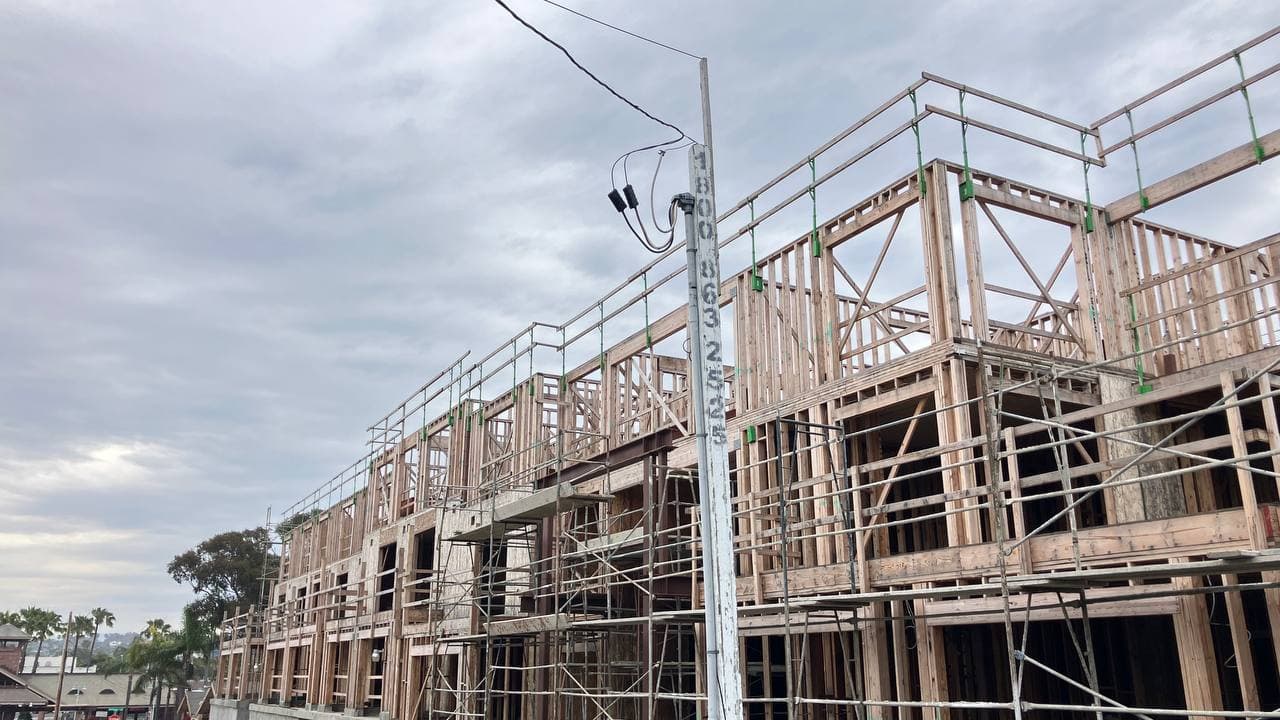 Construction workers at building site